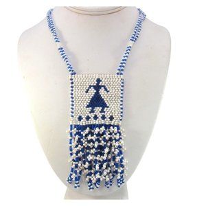 Southwestern Glass Beaded Peyote Stitch Fringe Necklace